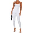 thumbnail image 1 of Bellella Combinaisons pour Femmes Col Rond Pantalon Long Combinaison Extensible Décontractée Bretelles Spaghetti une Pièce Femmes 2831 Blanc P, 1 of 4