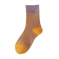 thumbnail image 1 of GDREDA Ankle Socks Women's Mid Tube Socks Double Double Vertical Stripes Spliced Rabbit Wool Socks Thick Warm Socks Orange,A, 1 of 4