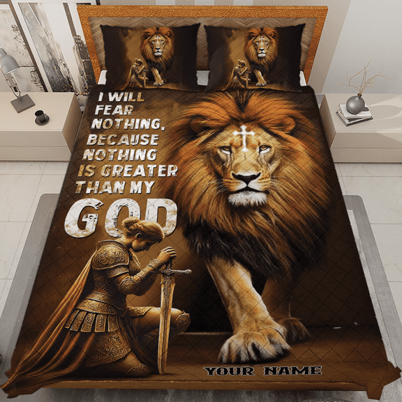 Lotusprinthandmade God Quote Quilt Bedding Set White Binding