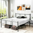 thumbnail image 1 of Gymax Lit Plateforme Format Grand avec Tête de Lit Base de Matelas Robuste Chambre, 1 of 10