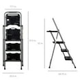 thumbnail image 2 of 3-Step Ladder, Portable Folding Step Stool with Utility Tray, Hand Grip, Rubber Feet Caps and Locking Mechanism for Garage, Kitchen, Home, Dorm, Indoor, 330lb Capacity, 2 of 5