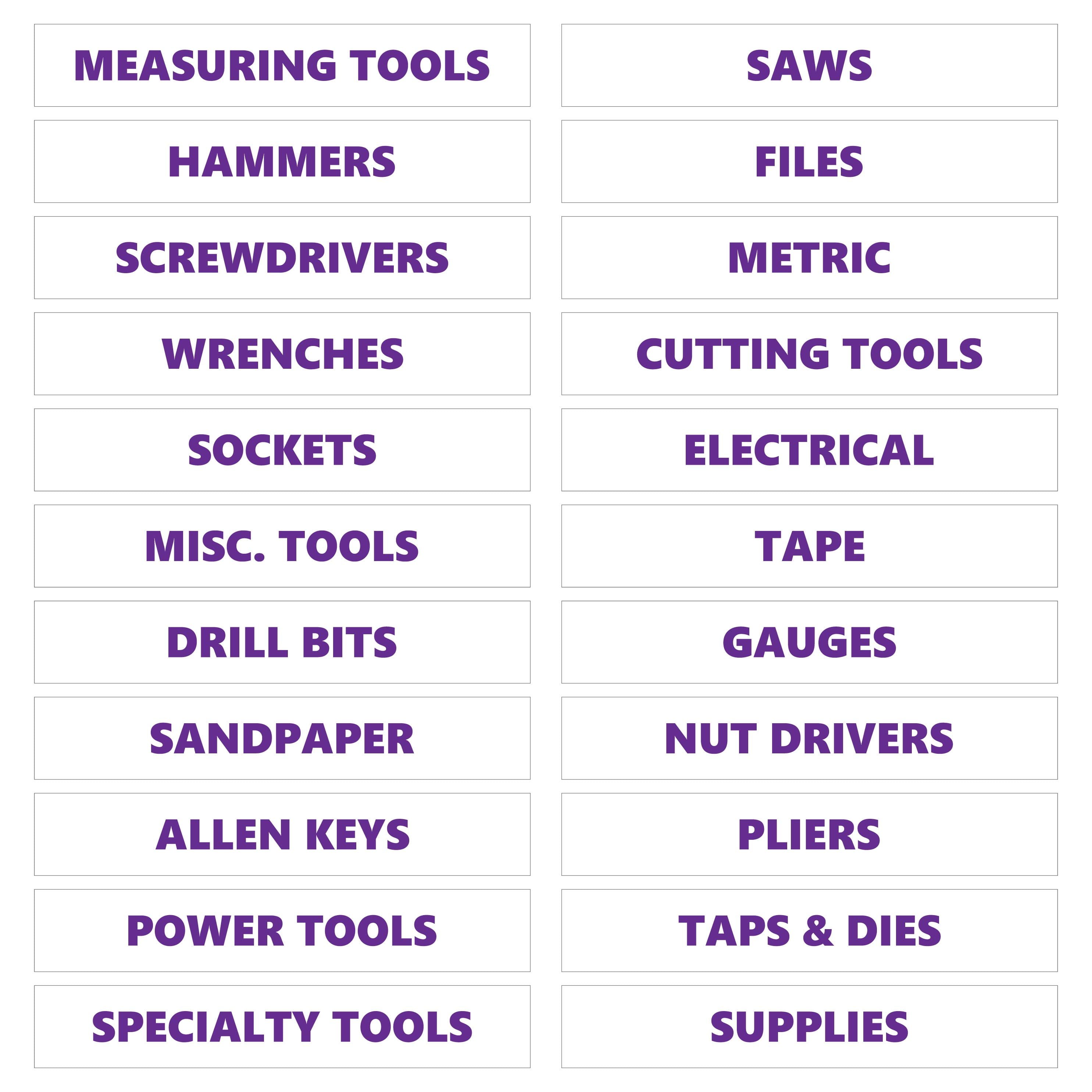 Toolbox Organizational Labels by DCM Solutions (Purple