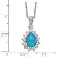 thumbnail image 2 of 12.46mm 925 Sterling Silver Cubic Zirconia Lab Simulated Blue Opal Necklace 18.5 Inch Pendant Necklace for Women, 2 of 2