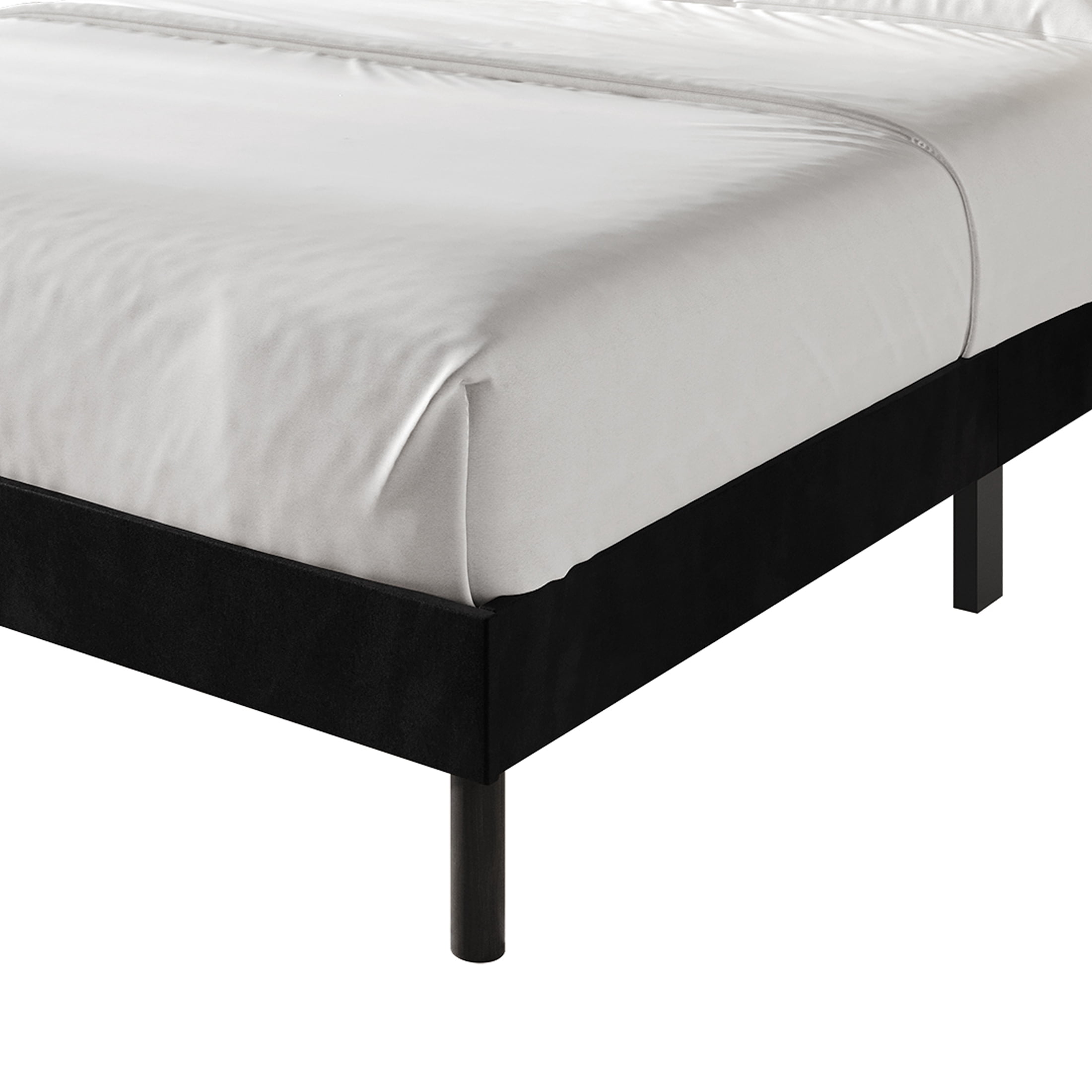 Castle Place Luxury Glam Velvet Wingback Queen Platform Bed with Gold Acrylic Accents, Black