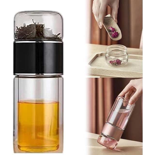 Infusifie - Infusifie Tea Infuser, 2025 New Tea Infuser Bottle, Portable Glass Tea Infuser Bottle, For Loose Leaf Tea (1Pcs* Black)