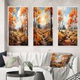 thumbnail image 1 of Designart "Birch Woods Autumn VII" Floral Framed Wall Art Set Of 3 - Brown Tree Birch Frame Canvas Set For Living Room Decor, 1 of 6