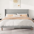 thumbnail image 2 of Frostbloom Full Size Platform Bed Frame, Linen Upholstered Wingback Headboard, Light Gray, 2 of 7