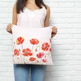 thumbnail image 2 of Red Flowers Pillow Covers 24x24 Inch Decorative Throw Pillow Cover, Watercolor Spring Country Botanical Floral Sofa Pillowcases Accent Cushion Case Home Decor Bedroom Living Room, 2 of 6