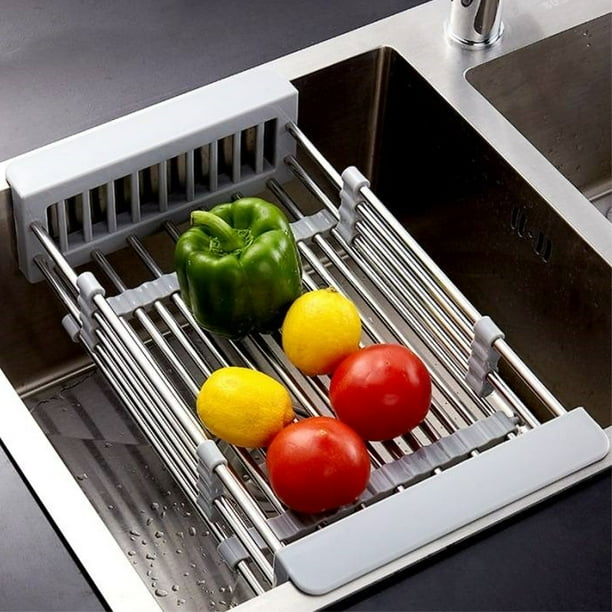 Adjustable Over Sink Dish Drying Rack Drainer Basket Dish Tray ...