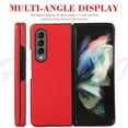 thumbnail image 4 of Dteck Cover Samsung Galaxy Z Fold 3, Luxury Protective Ultra-Thin Leather Lichee Pattern Shockproof Glossy Design Back Phone Cover For Samsung Galaxy Z Fold 3, Red, 4 of 6