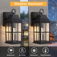 thumbnail image 4 of Maxax 2-Pack Black Outdoor Wall Lights, Waterproof Dusk-to-Dawn Exterior Wall Lanterns with Ripple Glass for Porch, Garage, Entryway, Patio, 4 of 7
