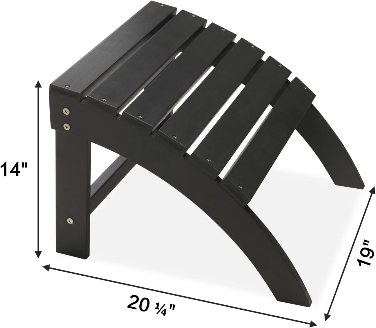 GONICHA Outdoor Adirondack Ottoman,Adirondack Footstool for Adirondack Chair Weather Resistant Foot Rest,Black