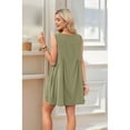 thumbnail image 6 of Women's Sleeveless V-Neck Mini Dress Beach Casual Sundress Summer Vacation Outfit Gray-green XS, 6 of 7