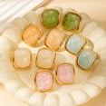 thumbnail image 2 of Zhuge Stainless Steel Square Resin Stud Earrings, Women's Bohemian Summer Multi-Color Statement Earrings,Green, 2 of 5