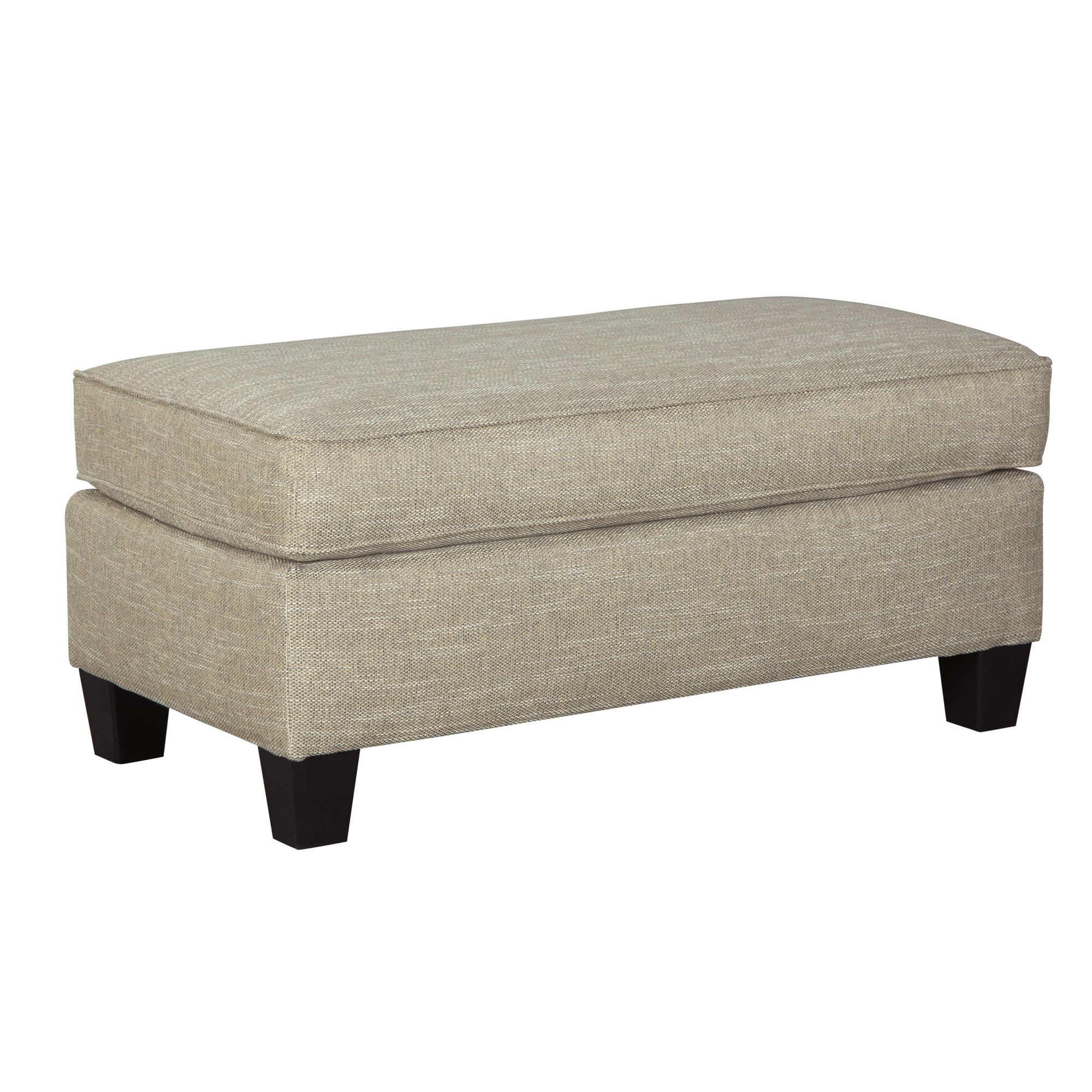 Transitional Wooden Ottoman with Piped Stitching and Tapered Legs