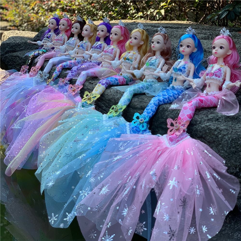 Kawaii Cute 3D Eye Clothes Detachable 13 Joint Movable Girl Birthday Gift  Dress-up Toy BJD Doll Wedding Mermaid Doll Doll Figures PINK A - Walmart.com