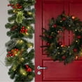 thumbnail image 5 of BadPiggies 9Ft Pre-Lit Artificial Christmas Garland Decoration, LED Lights Garland with Berries Pine Cones for Fireplace Front Door Stair Indoor Outdoor Decor, 5 of 8