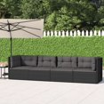 thumbnail image 1 of vidaXL 4 Piece Garden Lounge Set with Cushions Black Poly Rattan, 1 of 5