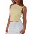thumbnail image 3 of Women Going Out Summer Tank Tops Basic Cute Sleeveless Crop Top Vacation Fashion Outfit Clothes Yellow M, 3 of 9