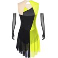 thumbnail image 2 of Haitryli Robe de Patinage Artistique Sans Manches avec Strass, Jupe de Ballet Lyrique, Justaucorps avec Gants, Jaune Fluorescent m, 2 of 6