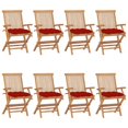 thumbnail image 1 of vidaXL Garden Chairs with Red Cushions 8 pcs Solid Teak Wood, 1 of 12