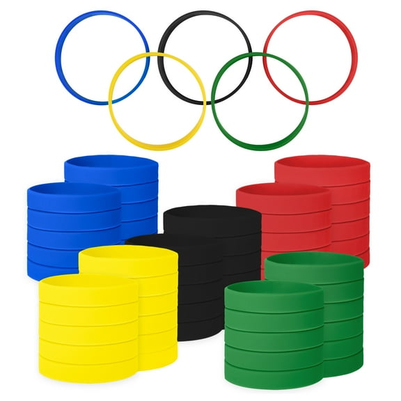 GOGO 60 Pcs Silicone Bracelets for Summer Games, Stretch Rubber Wristbands