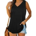 thumbnail image 3 of DYMADE Women V-Neck Solid Color Loose Sleeveless Vest, 3 of 3