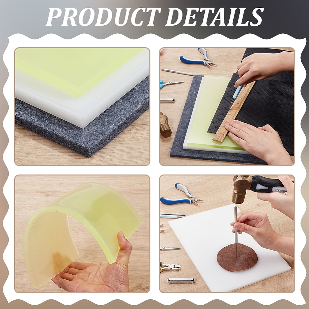 1 Set 1Pc Polyurethane Sheets & 1Pc Plastic Sheets & 1Pc Felt Fabric DIY Craft Supplies Rectangle Mixed Color 300~350x200~250x9~10mm 1pc/style
