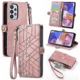 thumbnail image 1 of For Samsung Galaxy A23 5g Geometric Zipper Wallet Side Buckle Leather Phone Case(pink), 1 of 5