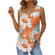 thumbnail image 5 of ICHUANYI Clearance Women's Fashion Prinded Square Neck Comfortable Loose T-shirt Sleeveless Blouse Casual Tops(Orange, M) ICHUANYI WER2023081504675, 5 of 5