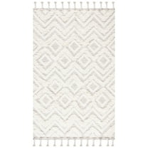 SAFAVIEH Kenya Katharine Geometric Wool Area Rug, Ivory/Grey, 3' x 5'