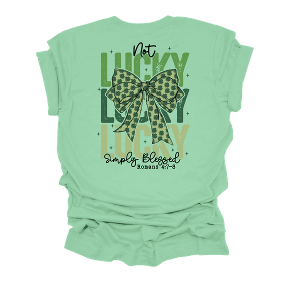 Trenz Shirt Company Women's St. Patrick's Not Lucky Blessed Bows Short Sleeve T-Shirt-Mint-XX-Large