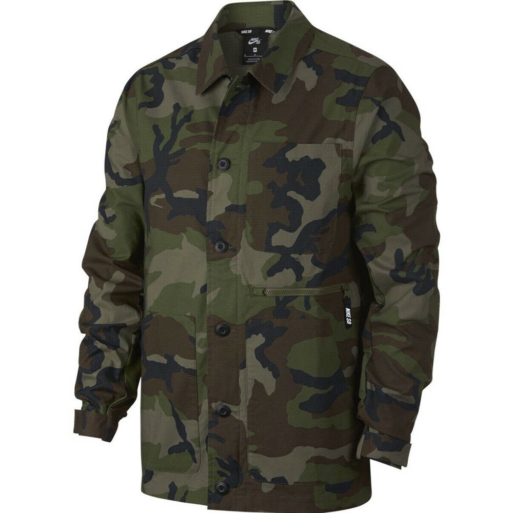 Nike Nike SB Mens Flex Camouflage Camo Zip/Button Jacket Green/Black