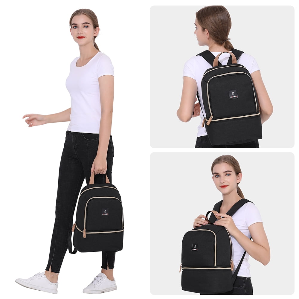 Breast Pump Bag Backpack - Cooler Lunch Bag Double Layer for Mother Large Size Black