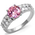 thumbnail image 1 of Bague en Laiton Rhodié pour Femmes avec AAA Grade CZ en Rose - Taille 5, 1 of 1