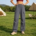 thumbnail image 2 of ZHYou No Boundarie Womens Cargo Pants Casual Drawstring Baggy Loose Fit Lightweight Flare Workout Hiking Trousers,Dark Gray,Size S, 2 of 6