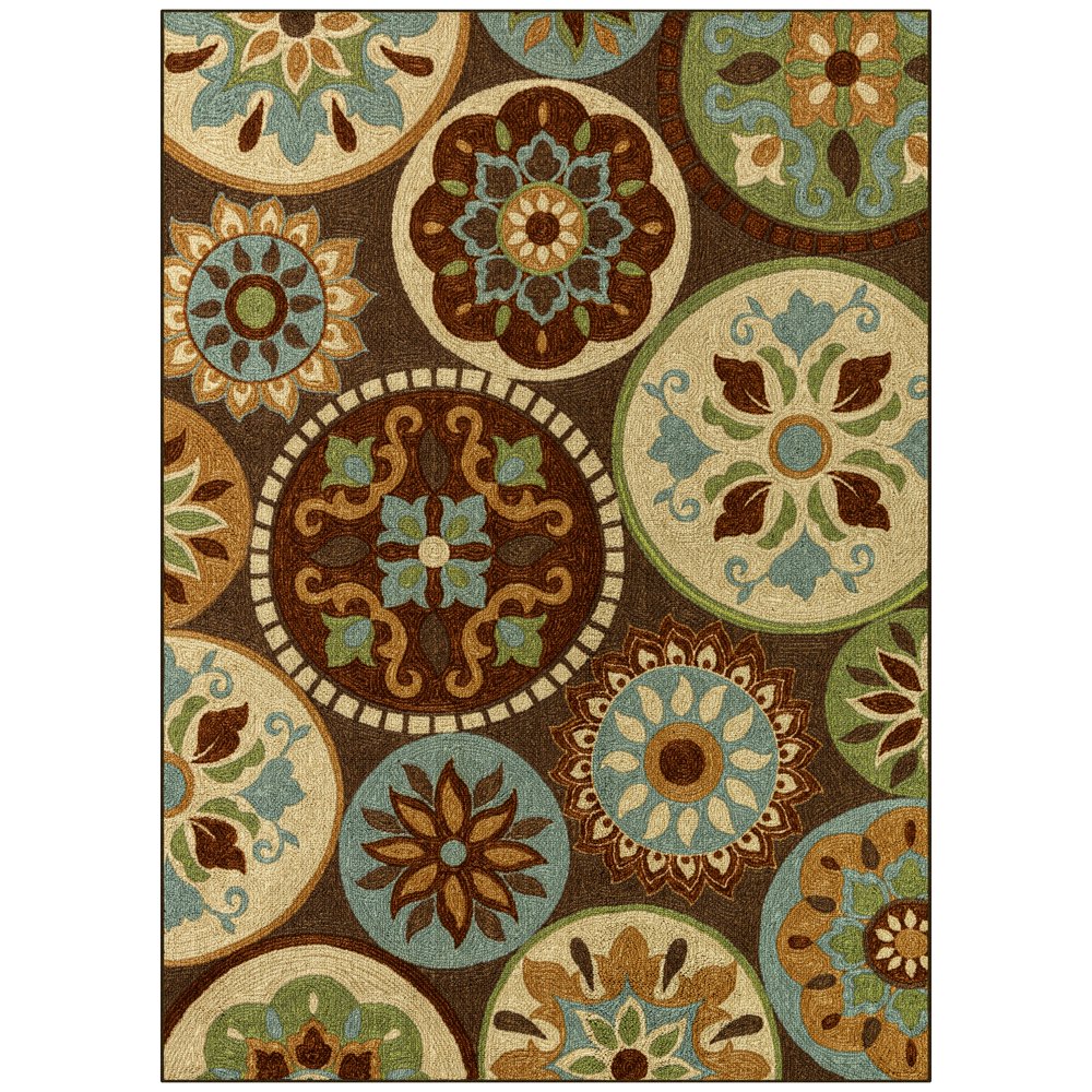 Maples Rugs Scatter Medallion Area Rug for Living Room, Brown Multi, 5