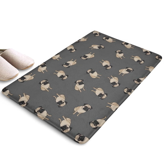 Cute Pug Puppies Flannel Non Slip Door Rugs,Washable Door Mats Indoor,Decorative Door Mats,Dirt-Resistant and Absorbent Doormat for Entrance,Bedroom,Kitchen,Bathroom,23.5x16in(60x40cm)