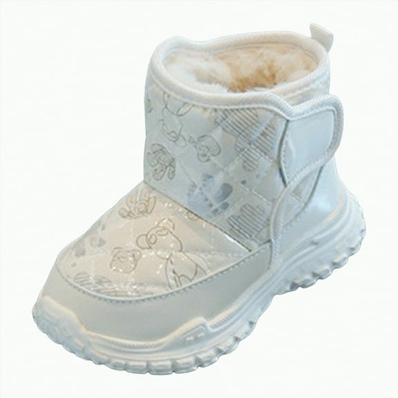 Gvdentm Snow Boots for Girls Boys Kids Boys Girls Cold Weather Water Resistant Winter Snow Boots(White,9.5)