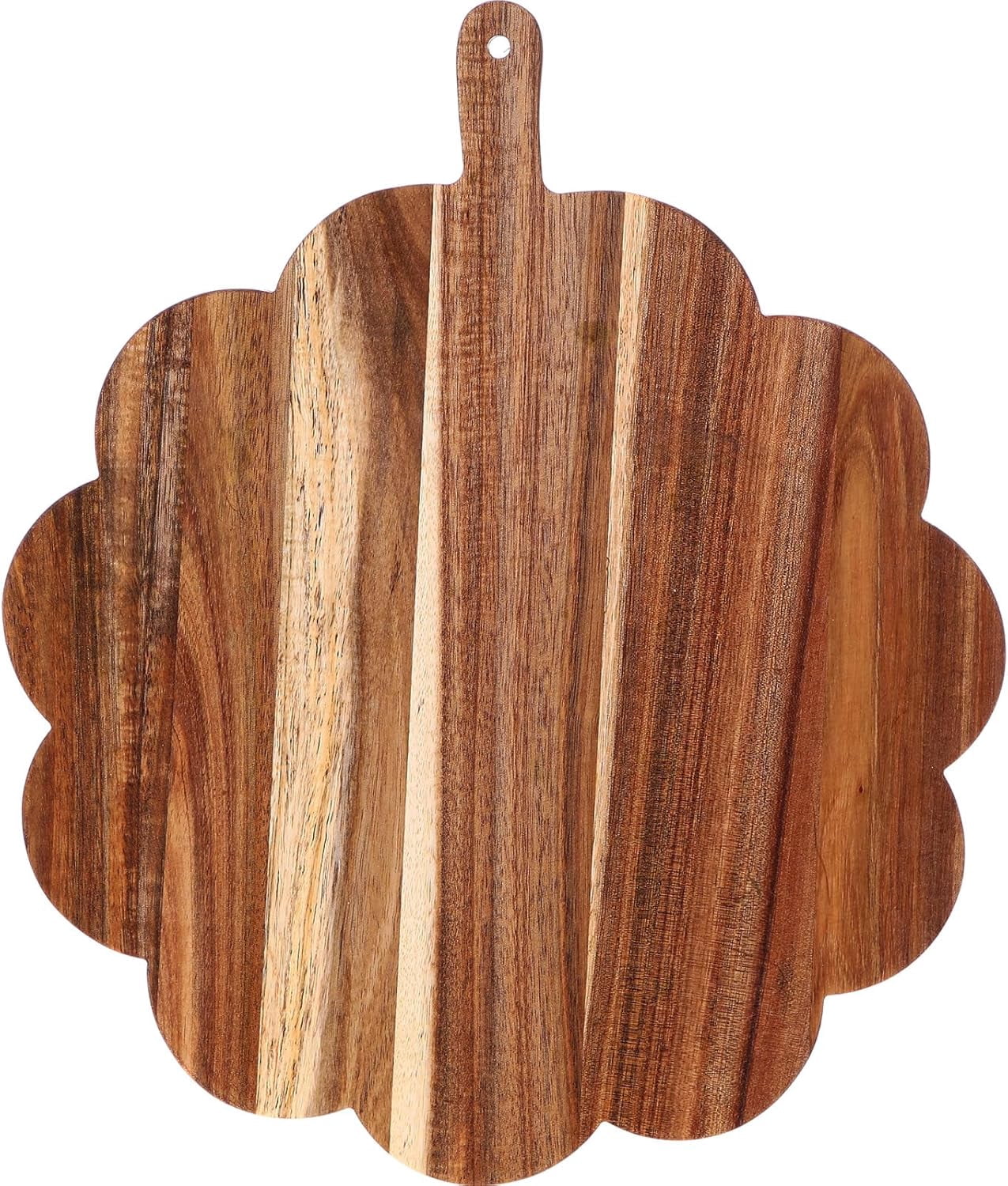 RGHJAR-Scalloped Acacia Wood Boards Wooden Cutting Board for Bread Meat Cutting Boards Fruit Cheese Serving Butcher Block Supplies 11.81 x 11.81 x 0.63 Inches