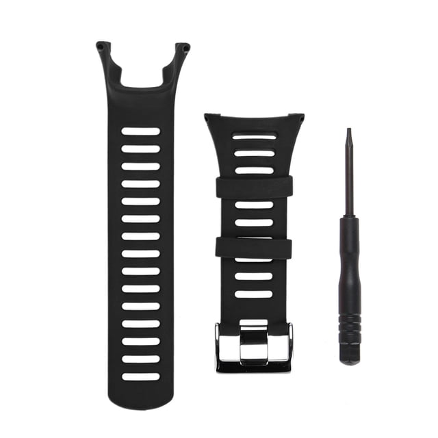 Watch Strap Rubber Watch Strap Rubber Watchband Watch Accessory Rubber Wristwatch Strap Watchband For Ambit1/2/3 Watch Black Silver