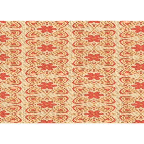 Ahgly Company Machine Washable Indoor Rectangle Transitional Orange Red Orange Area Rugs, 7' x 9'