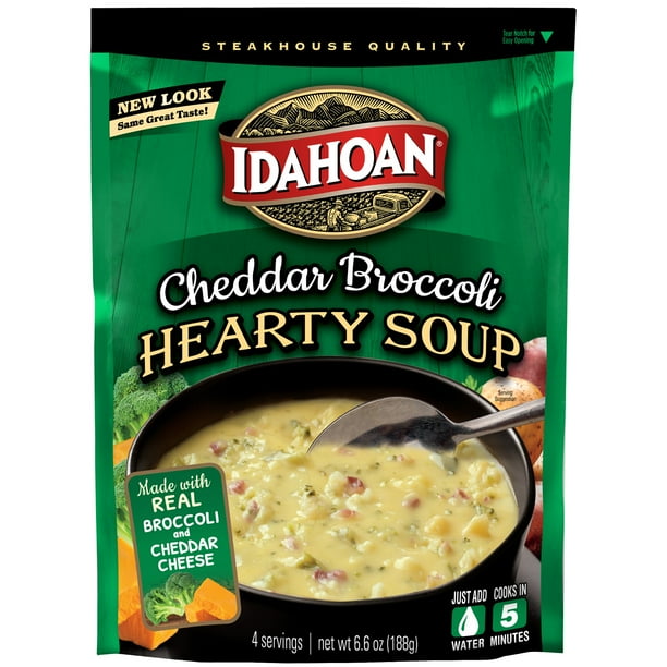 Idahoan Cheddar Broccoli Potato Hearty Soup, 7.1 oz Pouch
