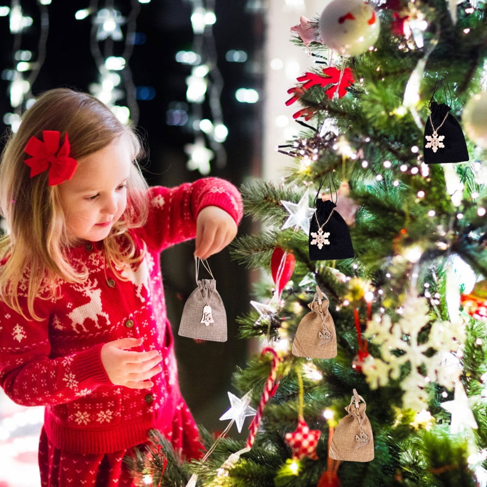 Ksruee Burlap Advent Calendar Bags Fillable Advent Calendar with 24 Drawstring Bag Candy Gift Bags with Drawstring for Kids and Adults Christmas Home Decoration functional