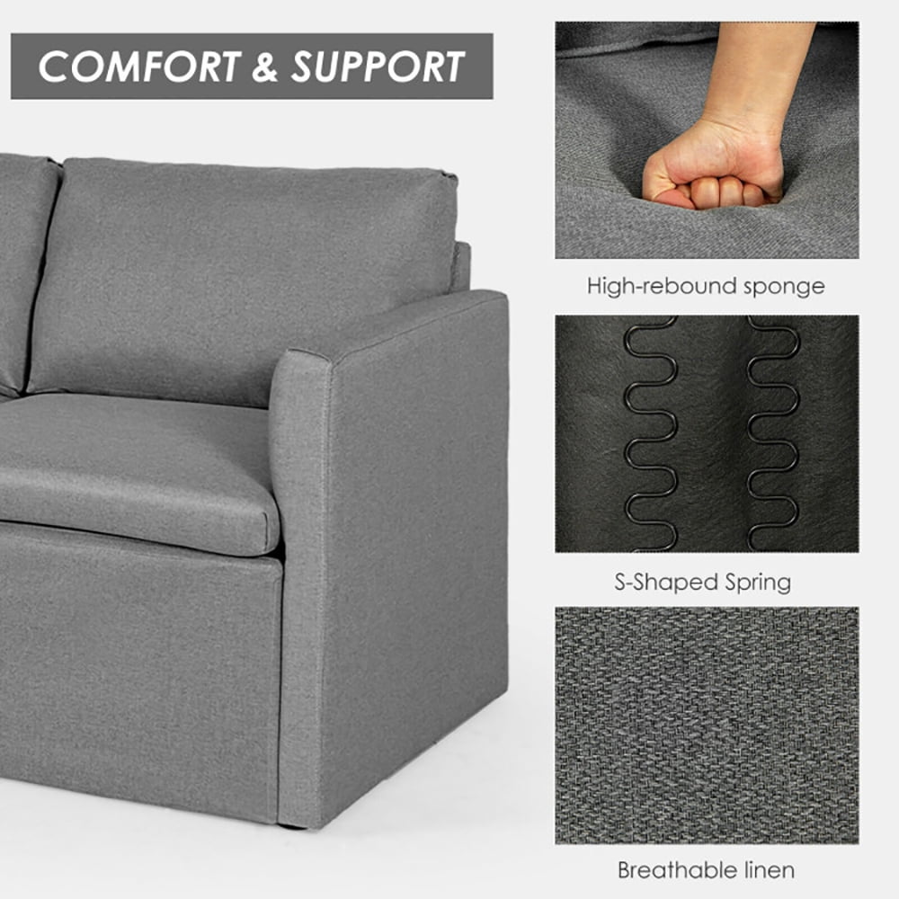 Finihen Convertible Sofa Bed, Modern Convertible Sleeper Couch, Convertible L-Shaped Sectional Sofa Couch with Reversible Chaise, for Living Room, Dark Gray Finihen Convertible Sofa Bed, Modern Convertible Sleeper Couch, Convertible L-Shaped Sectional Sofa Couch with Reversible Chaise, for Living Room, Dark Gray