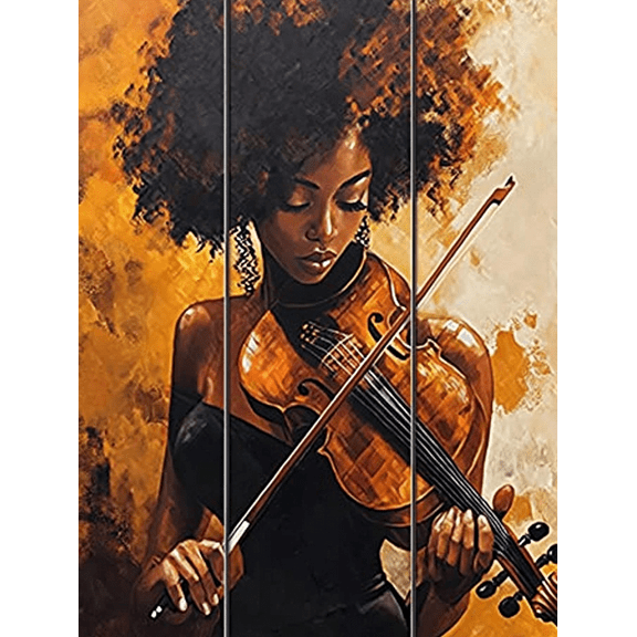 African American Woman Violinist Wall Art Canvas Painting，Suitable for Living Room，Bedroom，Office，Dining Room，and Hallway Decoration.