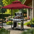 thumbnail image 6 of MASTERCANOPY 8 x 5ft Outdoor BBQ Grill Gazebo with LED Lights and Shelves, Burgundy, 6 of 6