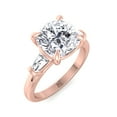 thumbnail image 2 of Orlando - Moissanite Cushion Cut Lab Diamond Engagement Ring With Tapered Baguette Sidestones, 2 of 5