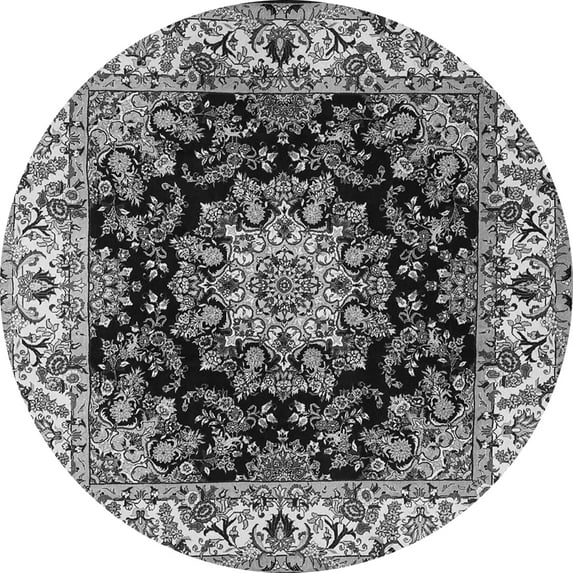 Ahgly Company Indoor Round Medallion Gray Traditional Area Rugs, 6' Round