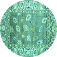 thumbnail image 1 of Ahgly Company Indoor Round Oriental Turquoise Blue Traditional Area Rugs, 6' Round, 1 of 4